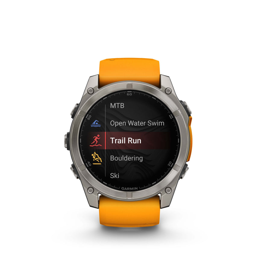 Image Fenix 8 Amoled 51 Titane Orange | Garmin /// Triathlon Store