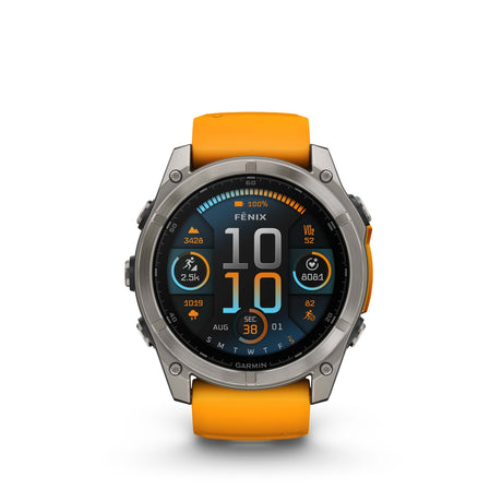 Image Fenix 8 Amoled 51 Titane Orange | Garmin /// Triathlon Store