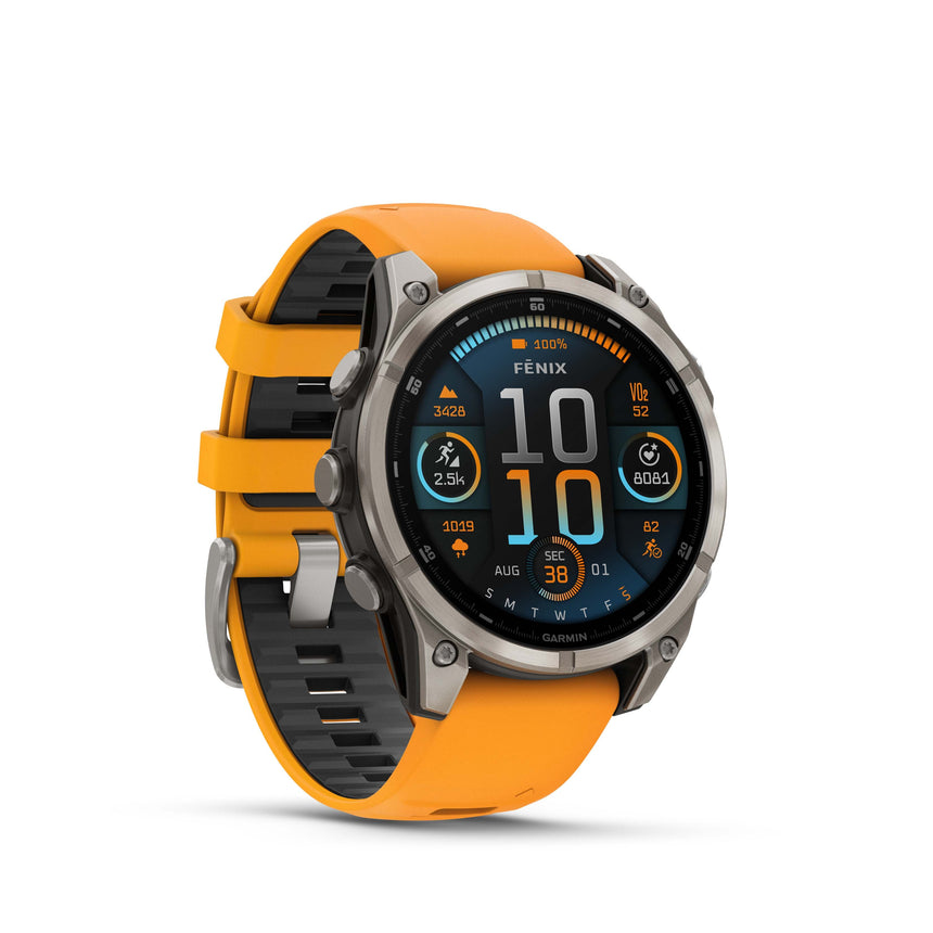 Image Fenix 8 Amoled 47mm Titane Orange | Garmin /// Triathlon Store