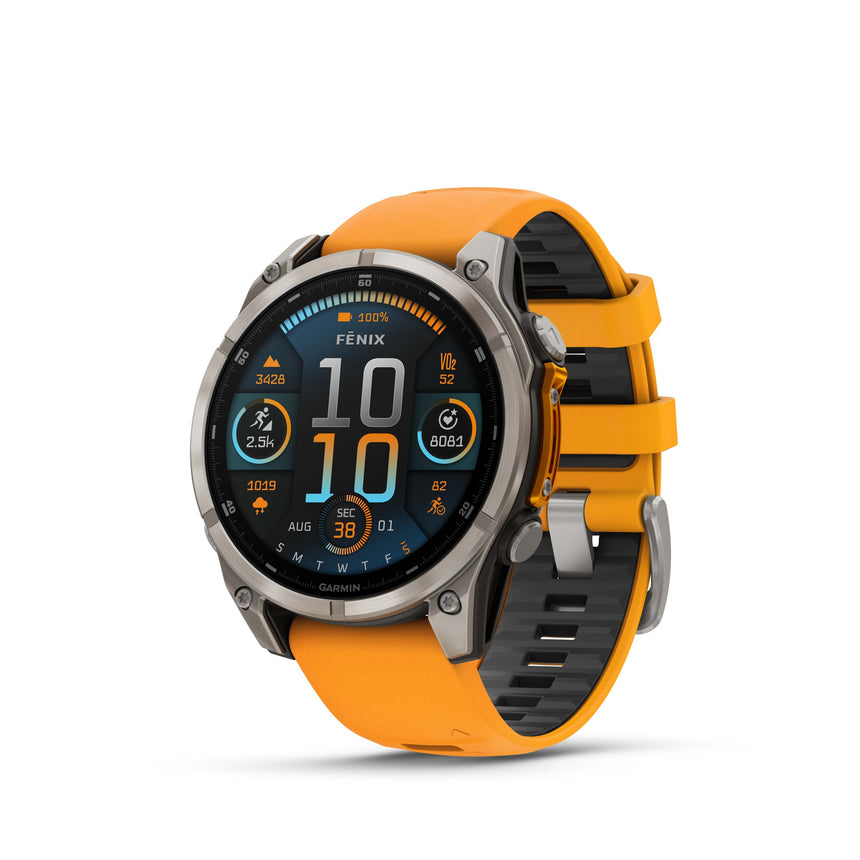 Image Fenix 8 Amoled 47mm Titane Orange | Garmin /// Triathlon Store