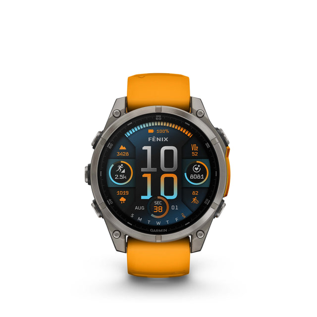 Image Fenix 8 Amoled 47mm Titane Orange | Garmin /// Triathlon Store