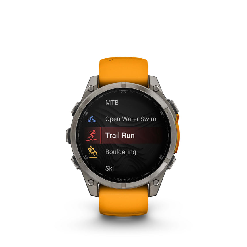 Image Fenix 8 Amoled 47mm Titane Orange | Garmin /// Triathlon Store