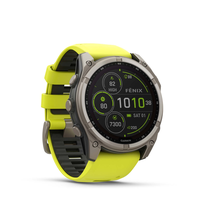 Image Fenix 8 Solar 51mm Titanium Jaune | Garmin /// Triathlon Store