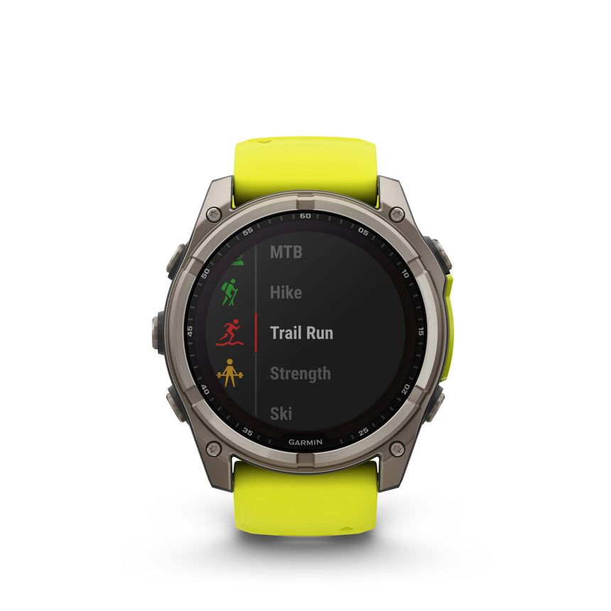 Image Fenix 8 Solar 51mm Titanium Jaune | Garmin /// Triathlon Store