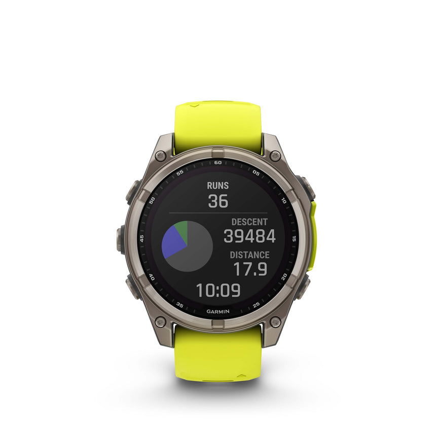 Image Fenix 8 Solar 47mm Titanium Jaune | Garmin /// Triathlon Store