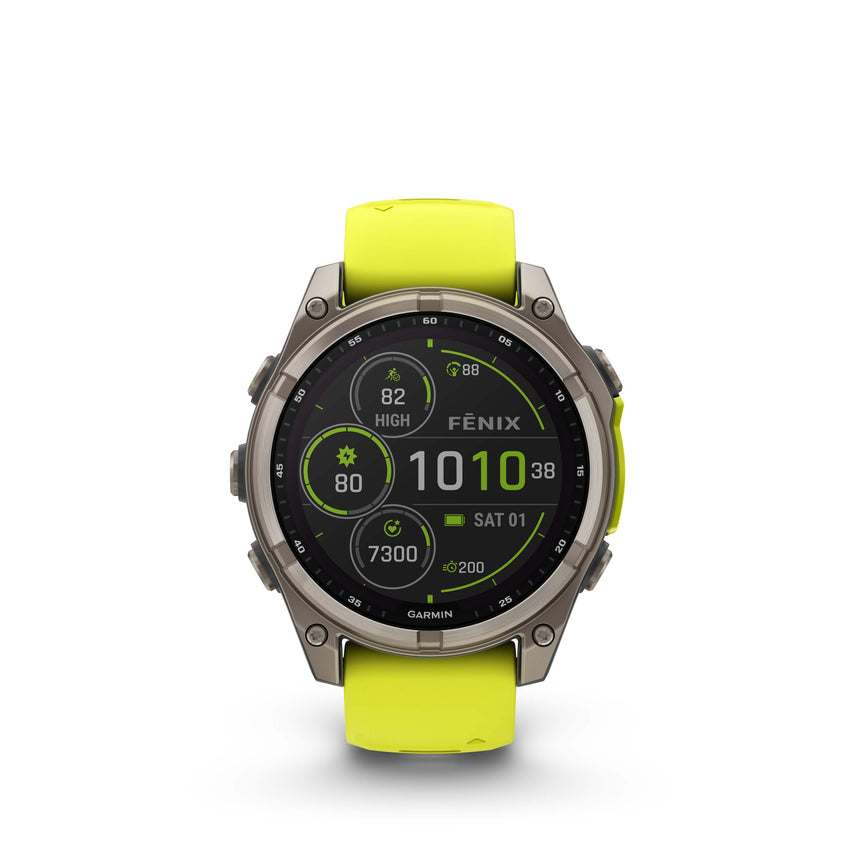 Image Fenix 8 Solar 47mm Titanium Jaune | Garmin /// Triathlon Store