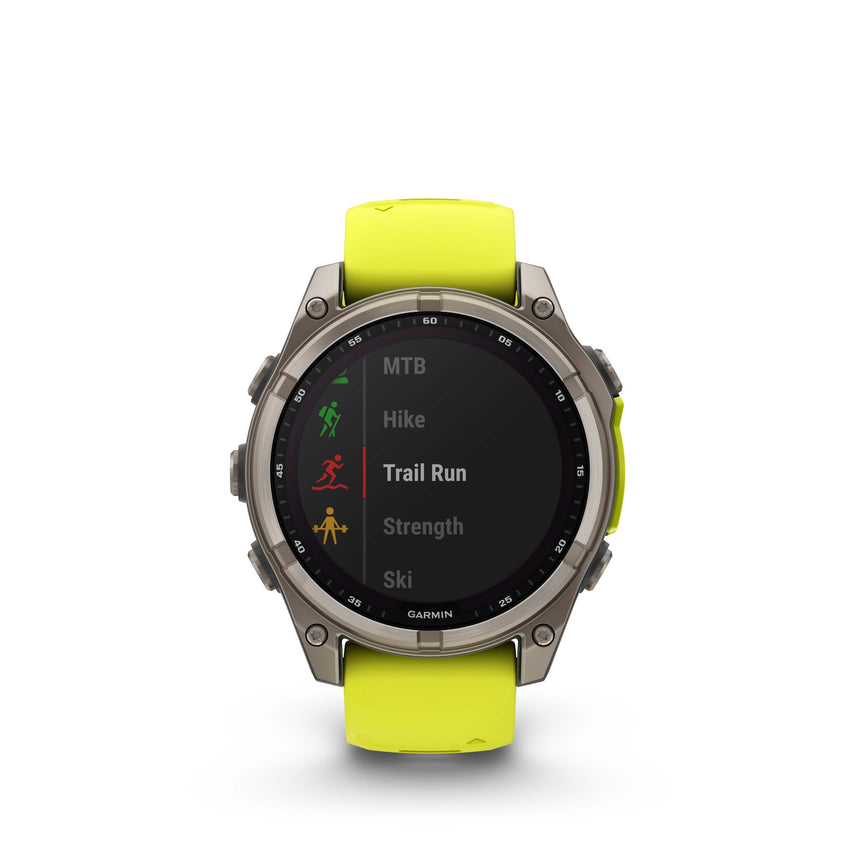 Image Fenix 8 Solar 47mm Titanium Jaune | Garmin /// Triathlon Store