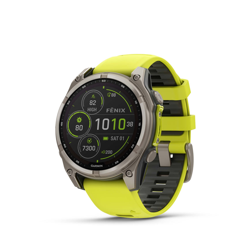 Image Fenix 8 Solar 47mm Titanium Jaune | Garmin /// Triathlon Store